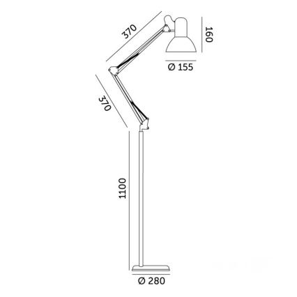 Flexibele vloerlamp AURIQ 1xE27/60W/230V 184 cm wit