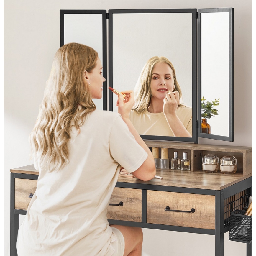 FLORA toilettafel met kruk, 28,6 x 42 cm, bruin/zwart