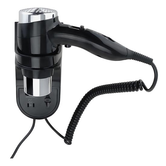 Föhn met houder 11x24 cm zilver/zwart
