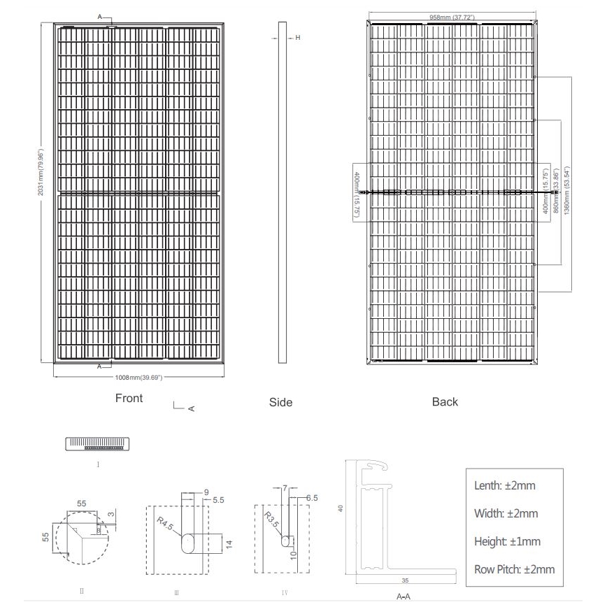 Fotovoltaïsch zonnepaneel JINKO 400Wp IP67 Half Cut tweezijdig