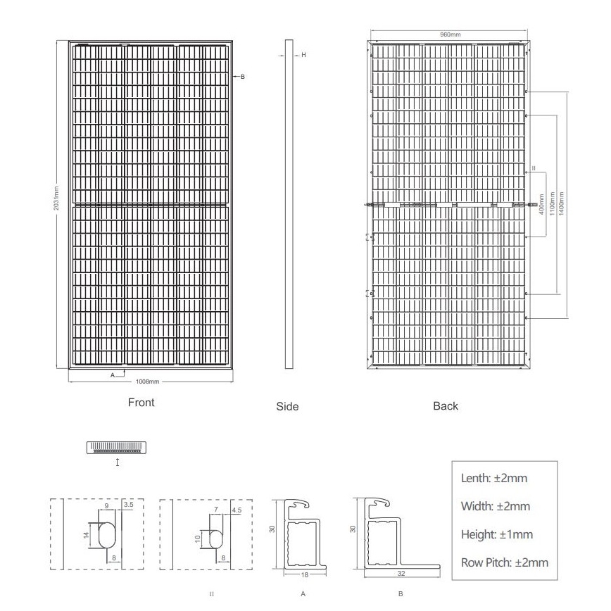 Fotovoltaïsch zonnepaneel JINKO 405Wp IP67 bifacial - pallet 27 st