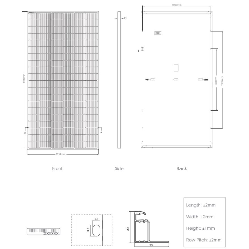 Fotovoltaïsch zonnepaneel JINKO N-type 480Wp zwart Frame IP68 Half Cut - pallet 36ks