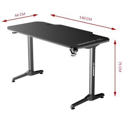 Gaming Tafel 140 x 66 cm zwart