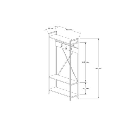 Gang Wandkast ALFA 180x90 cm wit/zwart