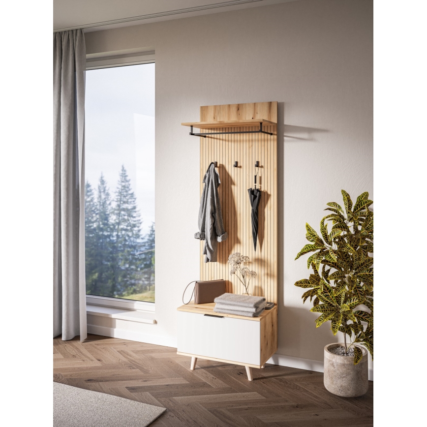 Garderobewand KLEO bruin/wit