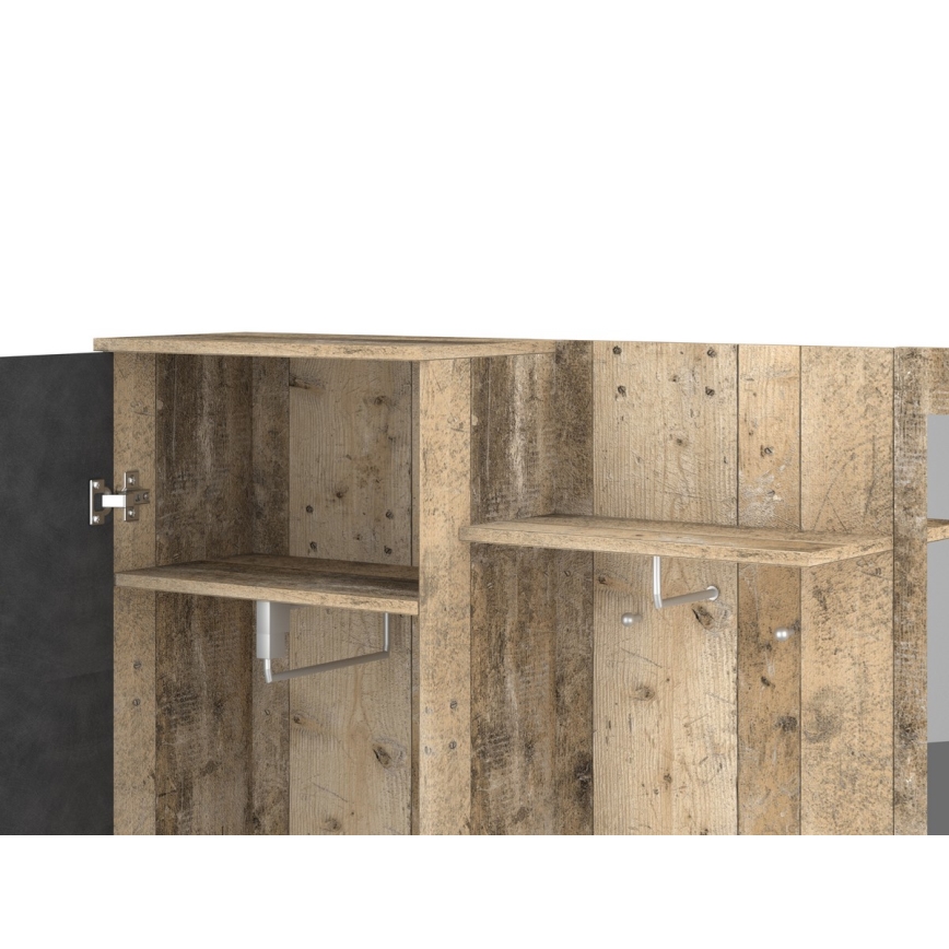 Garderobewand met spiegel NOLAN bruin/grafiet