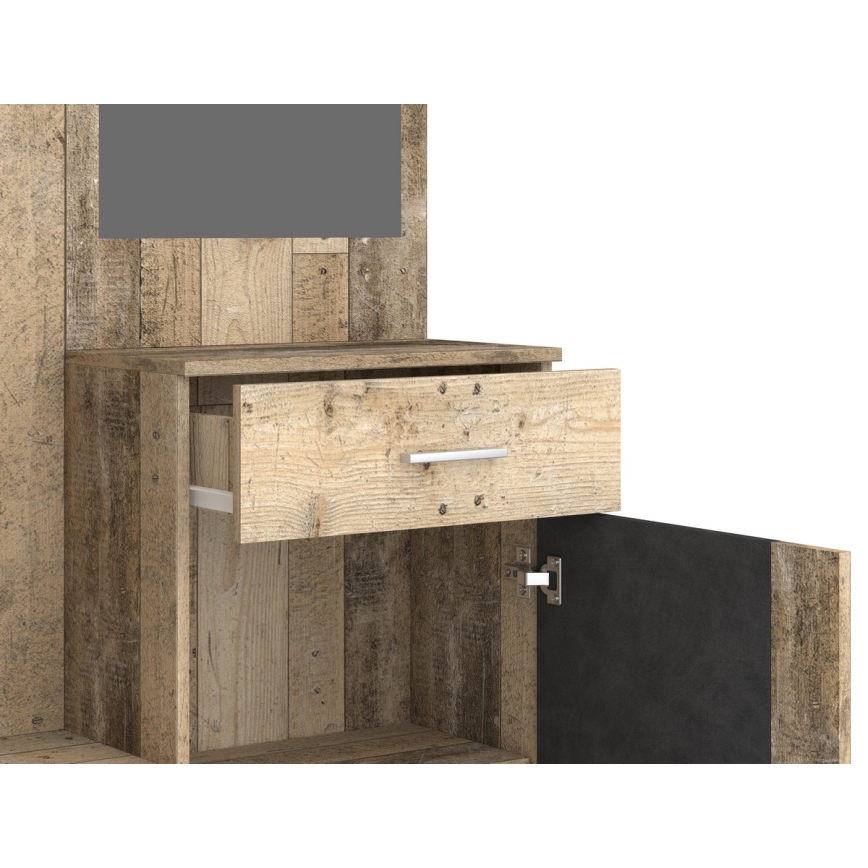 Garderobewand met spiegel NOLAN bruin/grafiet