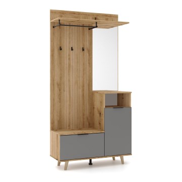 Garderobewand met spiegel SVEN bruin/grafiet