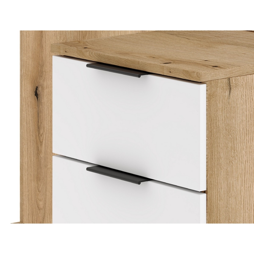 Garderobewand met spiegel SVEN bruin/wit