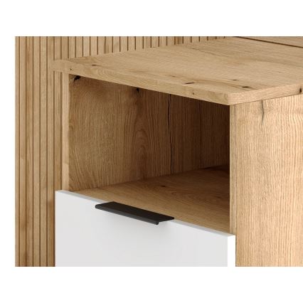 Garderobewand met spiegel SVEN bruin/wit