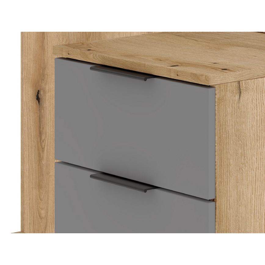 Garderobewand SVEN met spiegel, bruin/grafiet