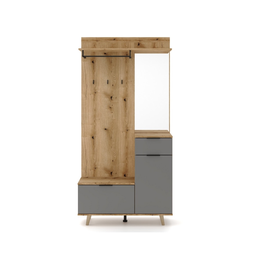 Garderobewand SVEN met spiegel, bruin/grafiet