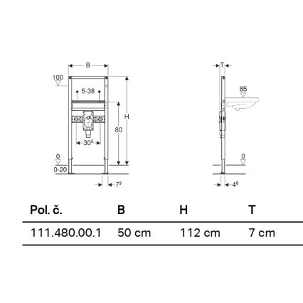 Geberit 111.480.00.1 - Inbouwmodule Duofix 112 cm voor hangende wastafel