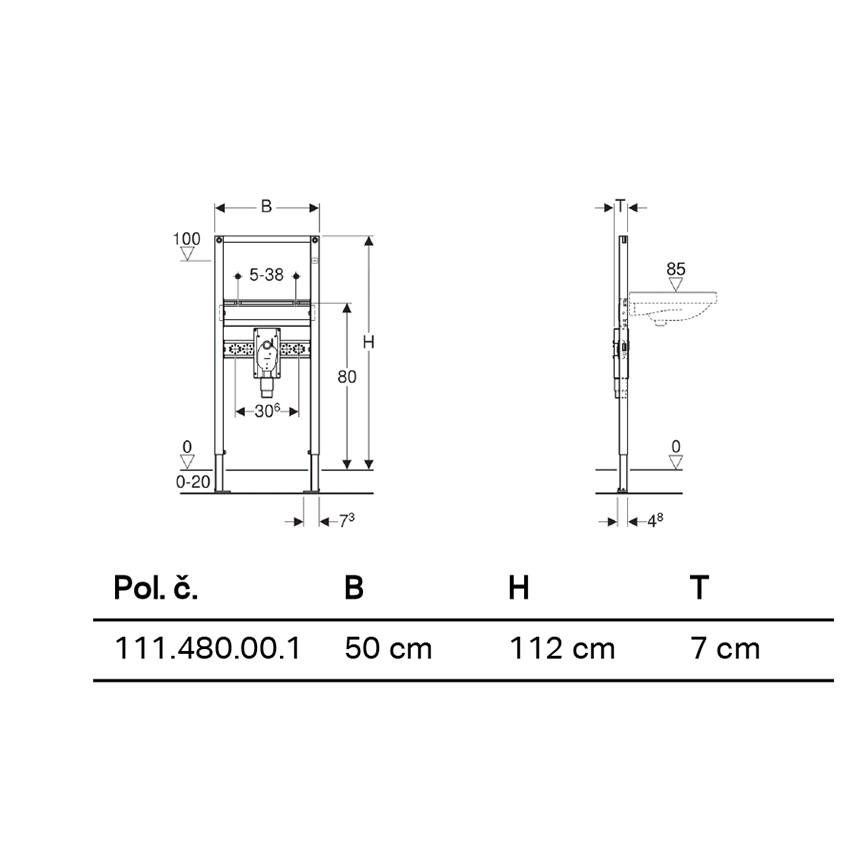 Geberit 111.480.00.1 - Inbouwmodule Duofix 112 cm voor hangende wastafel
