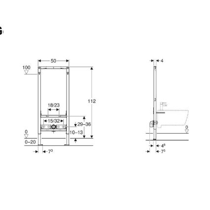 Geberit 111.534.00.2 - Inbouwmodule voor bidet Duofix 112 cm