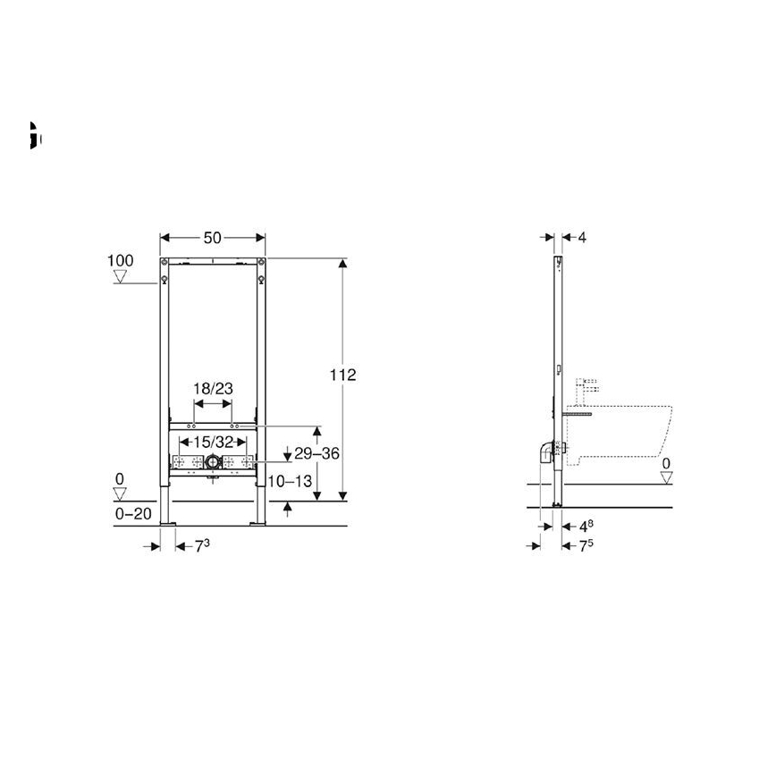 Geberit 111.534.00.2 - Inbouwmodule voor bidet Duofix 112 cm