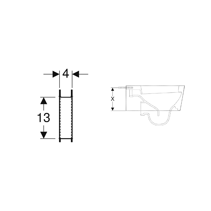 Geberit 111.847.00.1 - Set steunbeugels voor toiletpotten met klein steunvlak Duofix, 2 stuks
