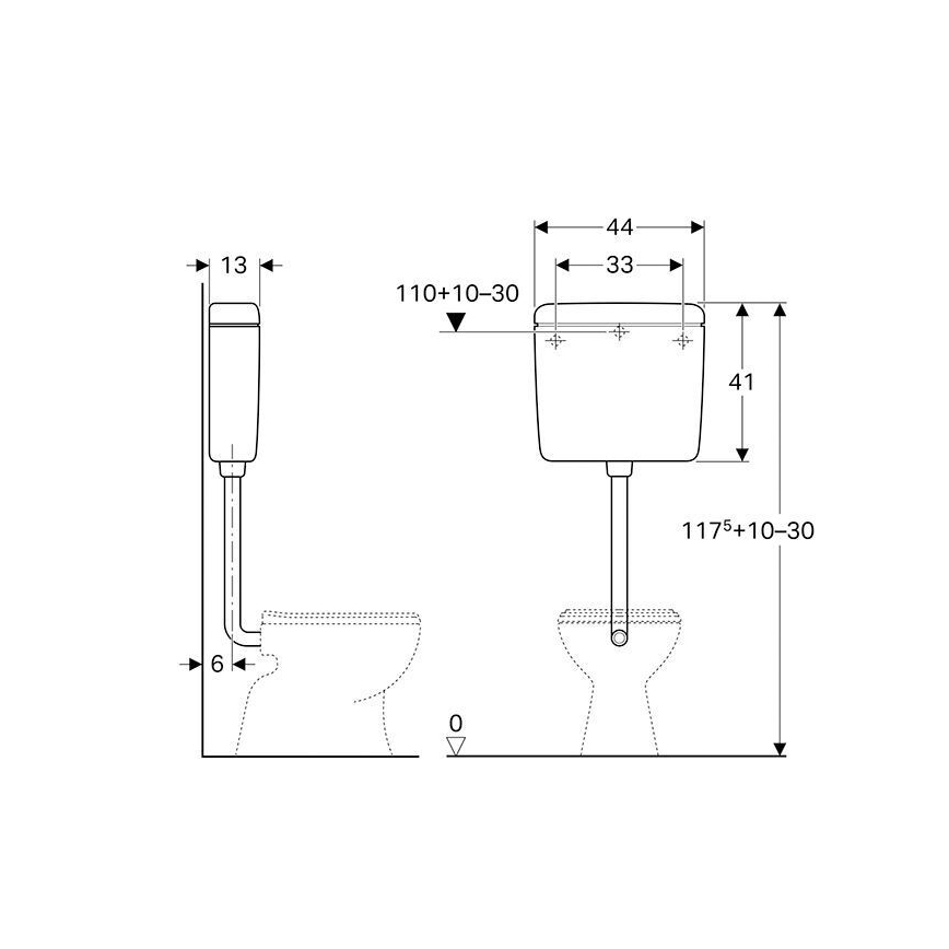 Geberit 136.230.11.1 - Inbouwreservoir AP112 6/9 l alpenwit