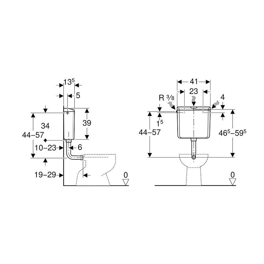 Geberit 136.610.11.1 - Inbouwreservoir AP110 6/9 l alpenwit