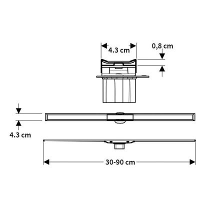 Geberit 154.451.KS.1 - CleanLine afvoergoot 130 x 4,3 cm, RVS