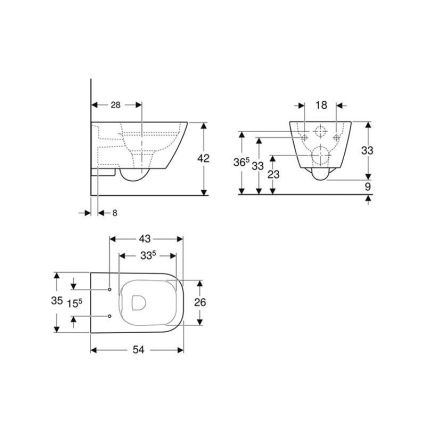 Geberit 500.208.01.1 - Wandcloset Rimfree Smyle Square keramiek/wit