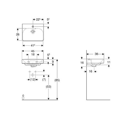 Geberit 500.222.01.1 - Hangend wastafel Smyle Square 45x36 cm keramiek/wit