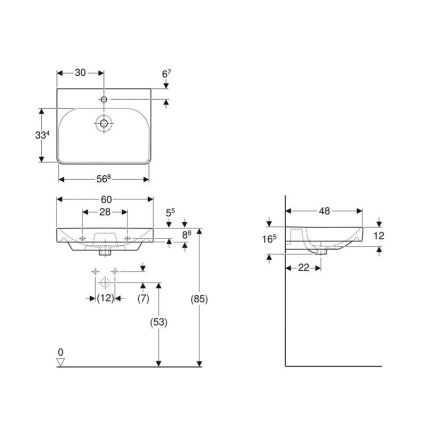 Geberit 500.229.01.1 - Wandgemonteerde wastafel Smyle Square 60x48 cm keramiek/wit