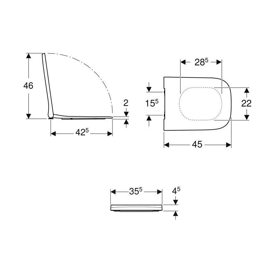Geberit 500.237.01.1 - Toiletzitting SoftClose Smyle Square duroplast/wit