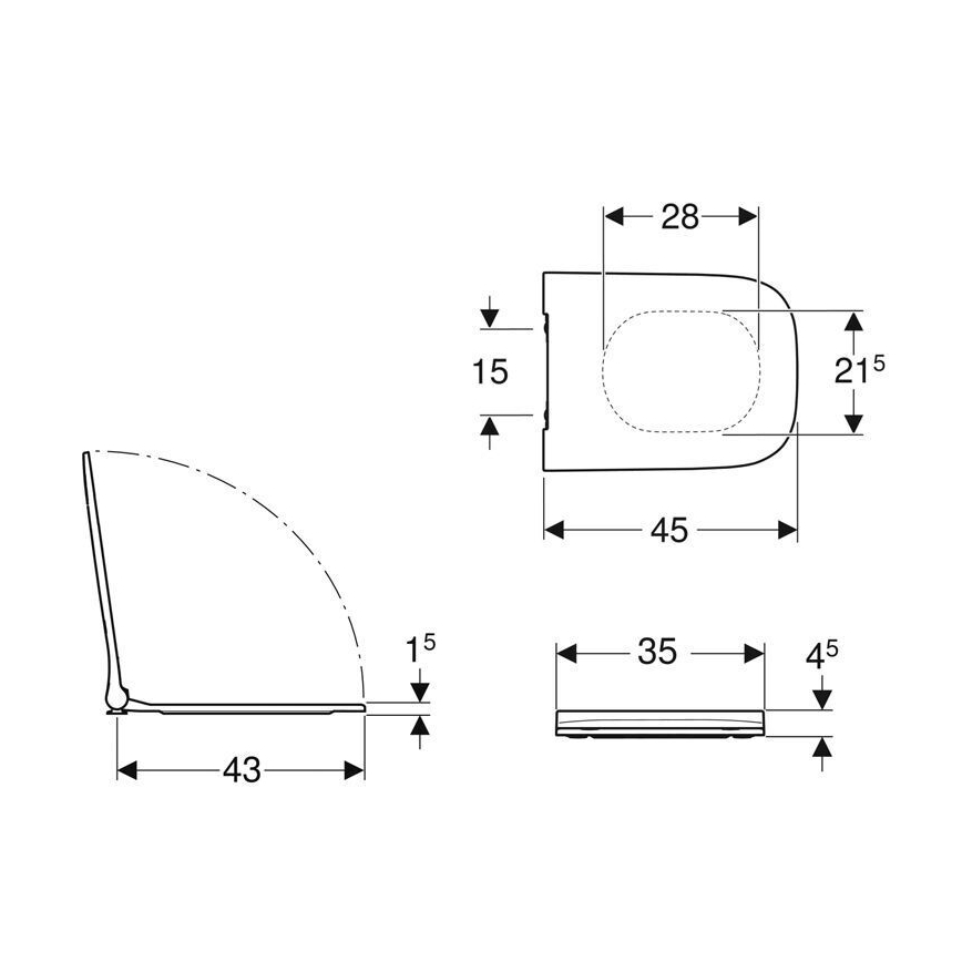 Geberit 500.240.01.1 - Toiletzitting SoftClose Smyle Square duroplast/wit