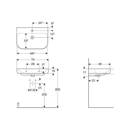Geberit 500.248.01.1 - Hangende wastafel Smyle 70x48 cm keramiek/wit