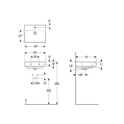 Geberit 500.256.01.1 - Hangend wastafel Smyle Square 50 x 41 cm keramiek/wit