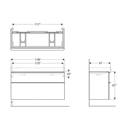 Geberit 500.356.00.1 - Badmeubel voor dubbele wastafel Smyle Square 61,7x118,4 cm wit