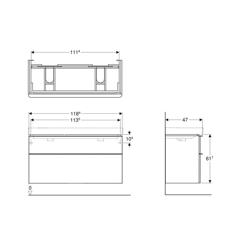 Geberit 500.356.00.1 - Badmeubel voor dubbele wastafel Smyle Square 61,7x118,4 cm wit