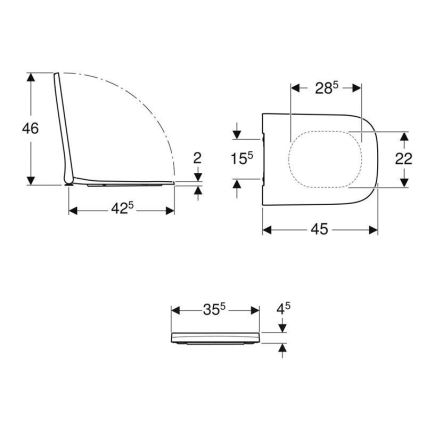 Geberit 500.687.01.1 - Toiletbril SoftClose Smyle Square, duroplast/wit