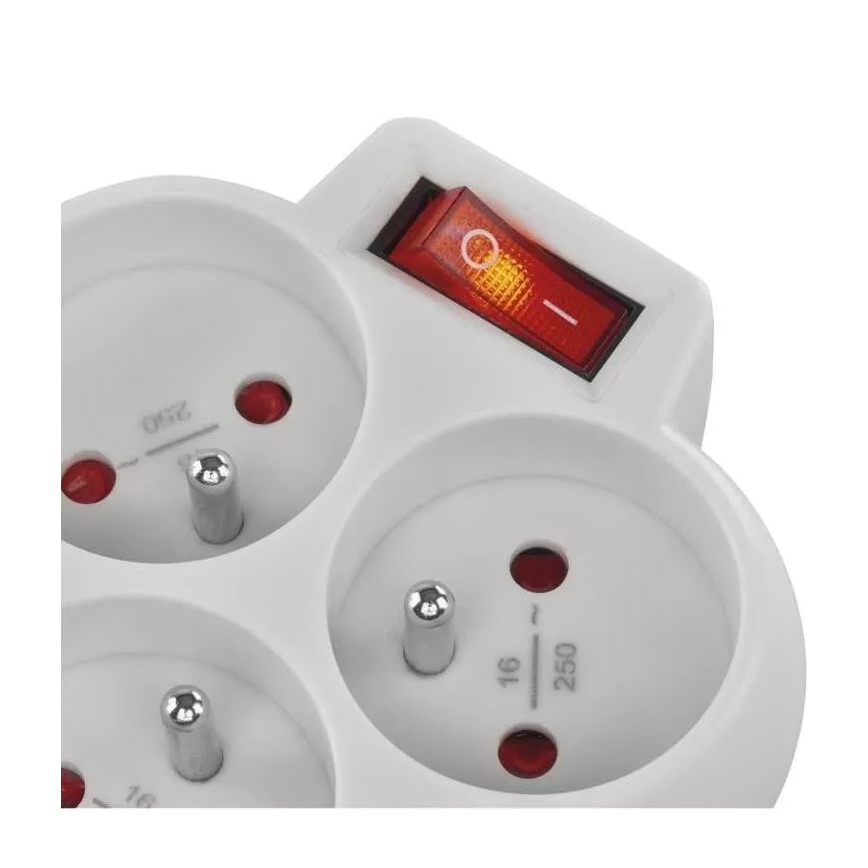 Gedeelde Stekker met Schakelaar 3x10A/230V