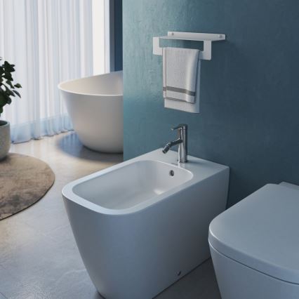 Gedy - CLEO 50 cm plank met handdoekhouder mat wit