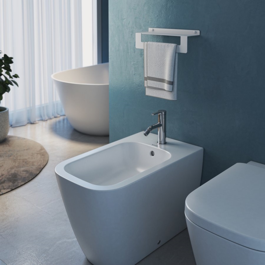 Gedy - CLEO 50 cm plank met handdoekhouder mat wit