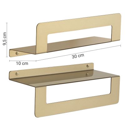 Gedy - CLEO plank met handdoekhouder 30 cm mat goud