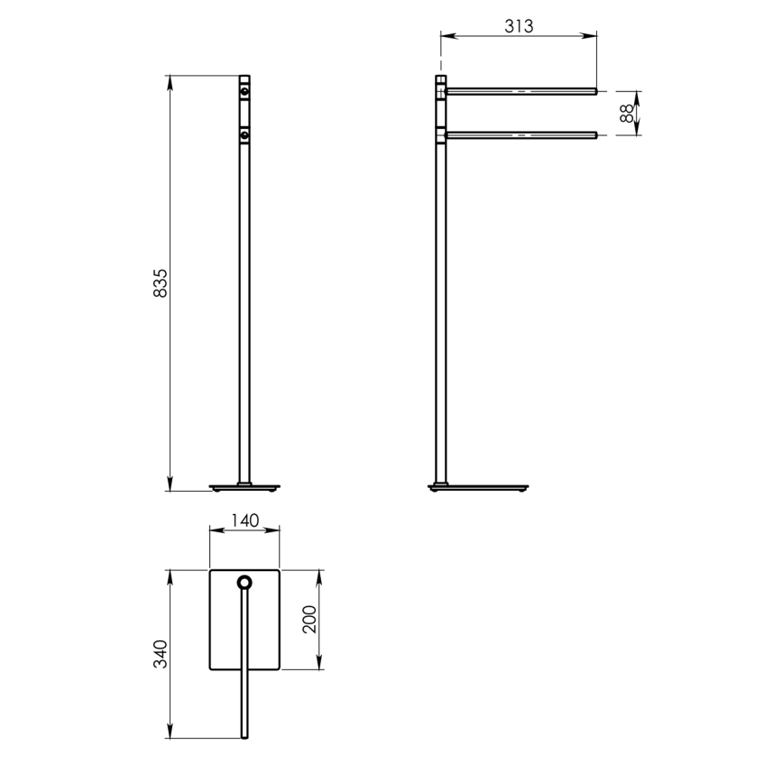 Gedy - Handdoekenstandaard TRILLY 83,5 cm mat zwart
