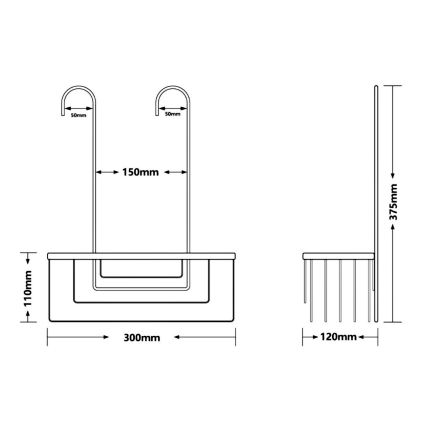 Gedy - Hangende doucheplank SMART 37,5 x 30 cm, glanzend chroom