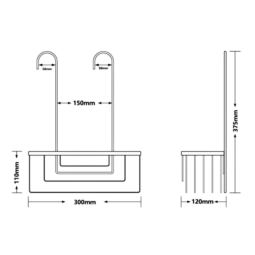 Gedy - Hangende doucheplank SMART 37,5 x 30 cm, glanzend chroom
