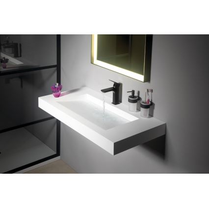 Gedy - Muur-mounted toothbrush houder PIRENEI melkachtig glas/zwart