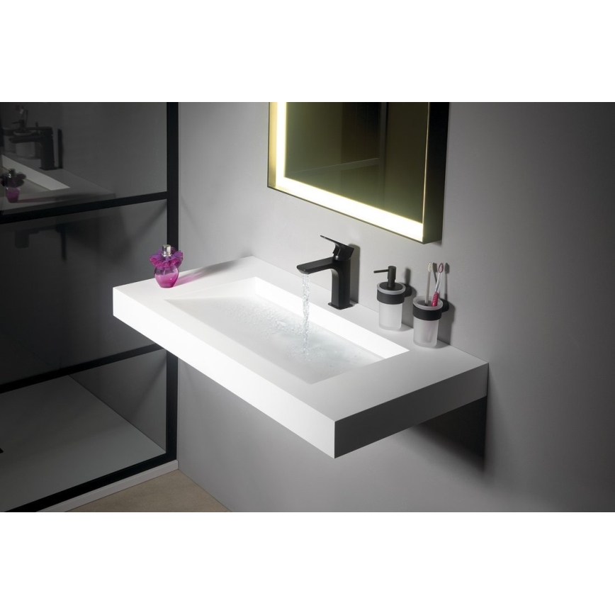 Gedy - Muur-mounted toothbrush houder PIRENEI melkachtig glas/zwart