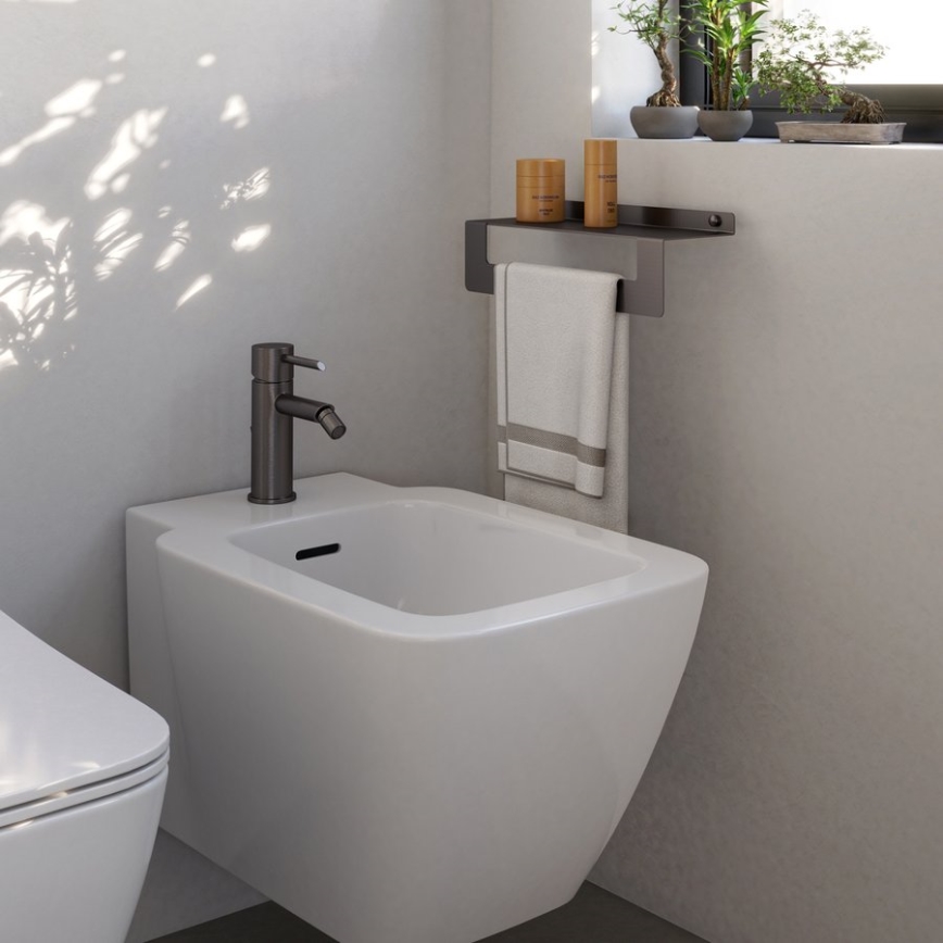 Gedy - Plank met handdoekhaak CLEO 30 cm metallic grijs