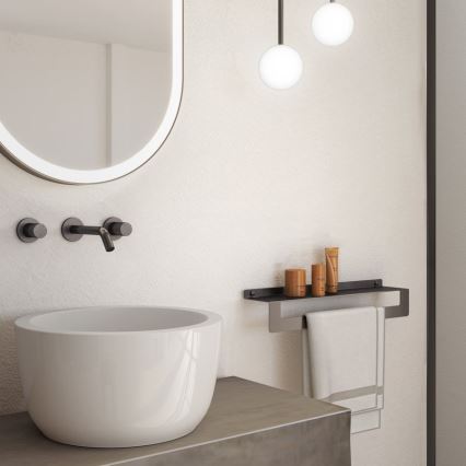 Gedy - Plank met handdoekhaak CLEO 30 cm metallic grijs