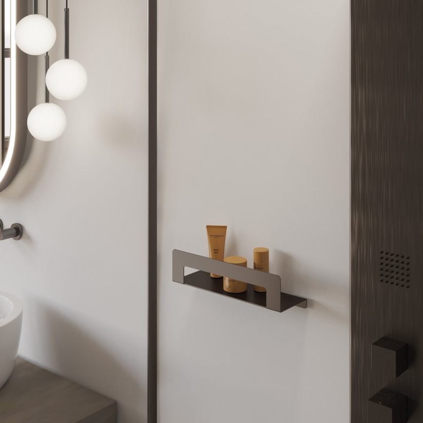 Gedy - Plank met handdoekhaak CLEO 30 cm metallic grijs