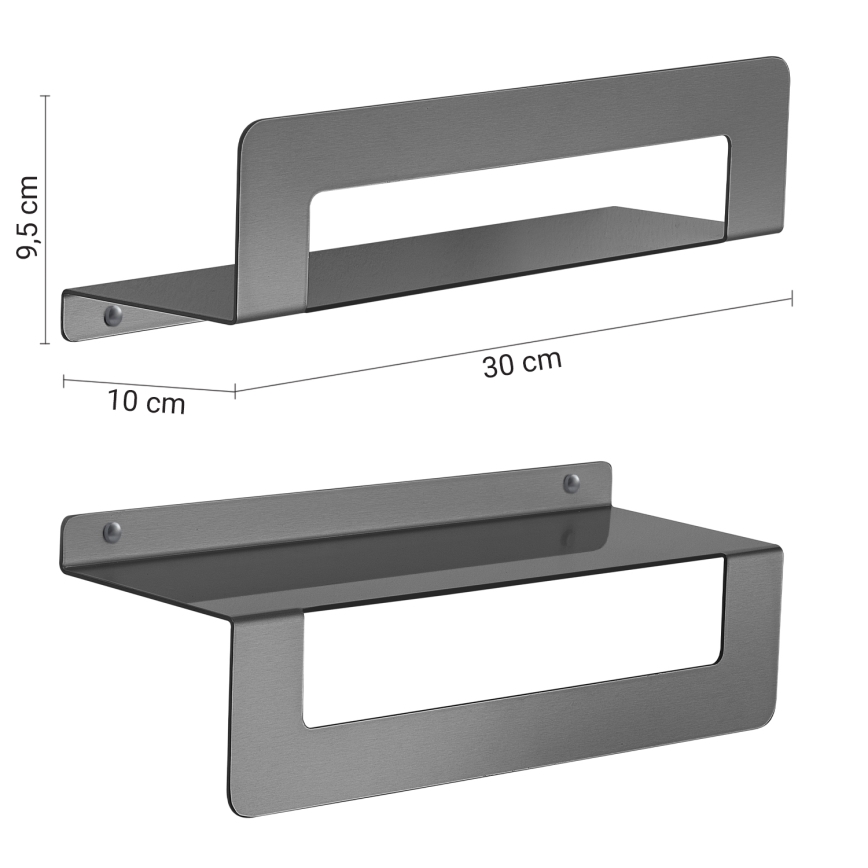 Gedy - Plank met handdoekhaak CLEO 30 cm metallic grijs
