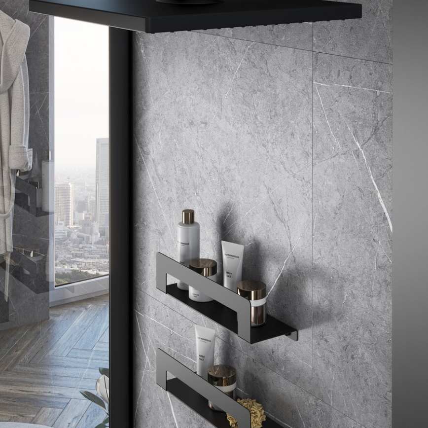 Gedy - Plank met handdoekhaak CLEO 50 cm mat zwart