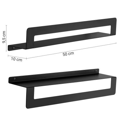 Gedy - Plank met handdoekhaak CLEO 50 cm mat zwart