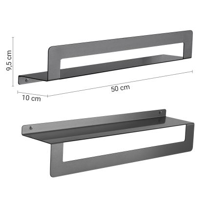 Gedy - Plank met handdoekhanger CLEO 50 cm metallic grijs